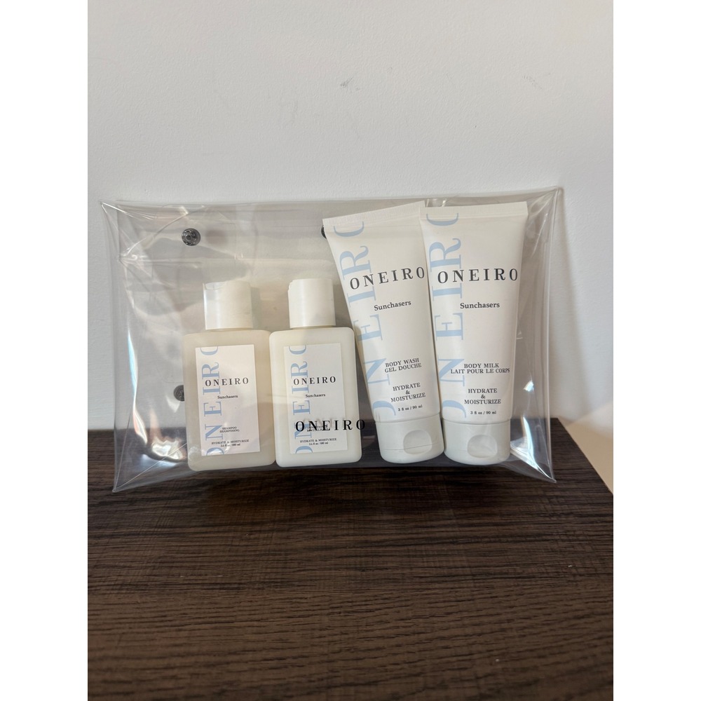 Oneiro Sunchasers Travel Set Shampoo Conditioner Body Wash Body Milk 4pc NWT